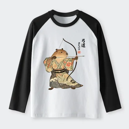 Tokyo-Tiger Capybara Archery Raglan Long Sleeve T-shirt