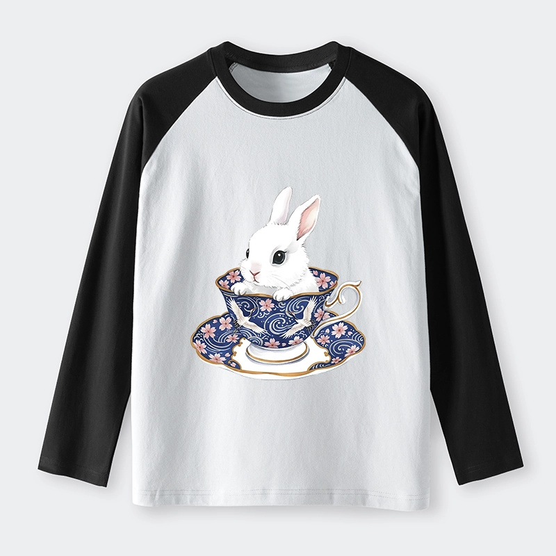 Tokyo-Tiger Cute Rabbit Tea Set Raglan Long Sleeve T-shirt
