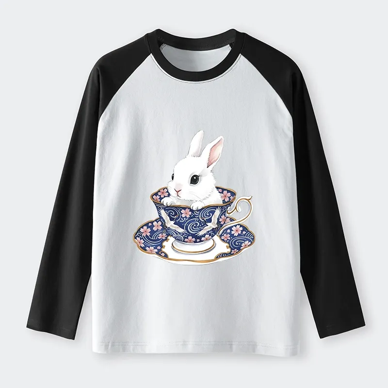 Tokyo-Tiger Cute Rabbit Tea Set Raglan Long Sleeve T-shirt