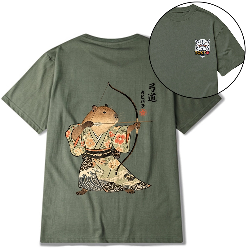 Tokyo-Tiger Capybara Archery Front Back Classic T-Shirt