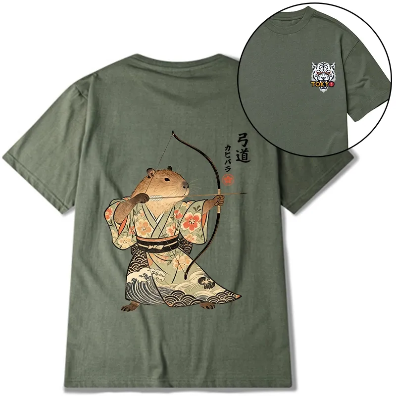Tokyo-Tiger Capybara Archery Front Back Classic T-Shirt