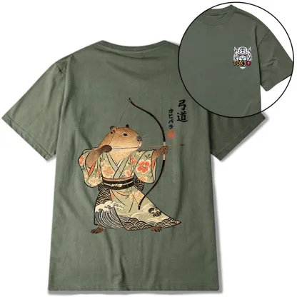 Tokyo-Tiger Capybara Archery Front Back Classic T-Shirt
