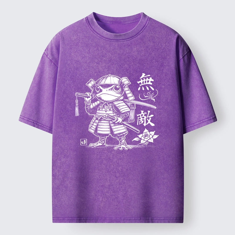 Tokyo-Tiger Samurai Frog Warrior Washed T-Shirt