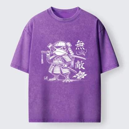 Tokyo-Tiger Samurai Frog Warrior Washed T-Shirt