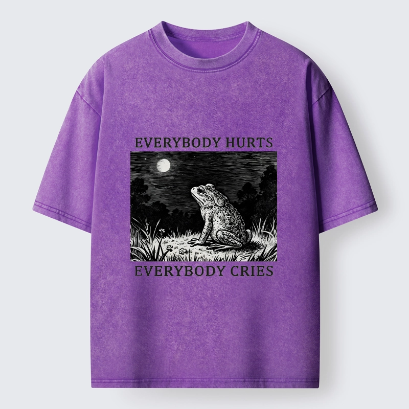 Tokyo-Tiger Lonely Frog Under Moonlight Washed T-Shirt