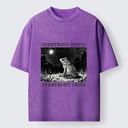 Tokyo-Tiger Lonely Frog Under Moonlight Washed T-Shirt