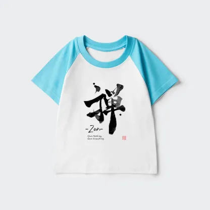 Tokyo-Tiger Zen Texts Kids Raglan T-shirt