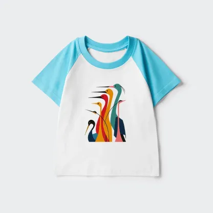 Tokyo-Tiger Various Types Of Cranes Kids Raglan T-shirt