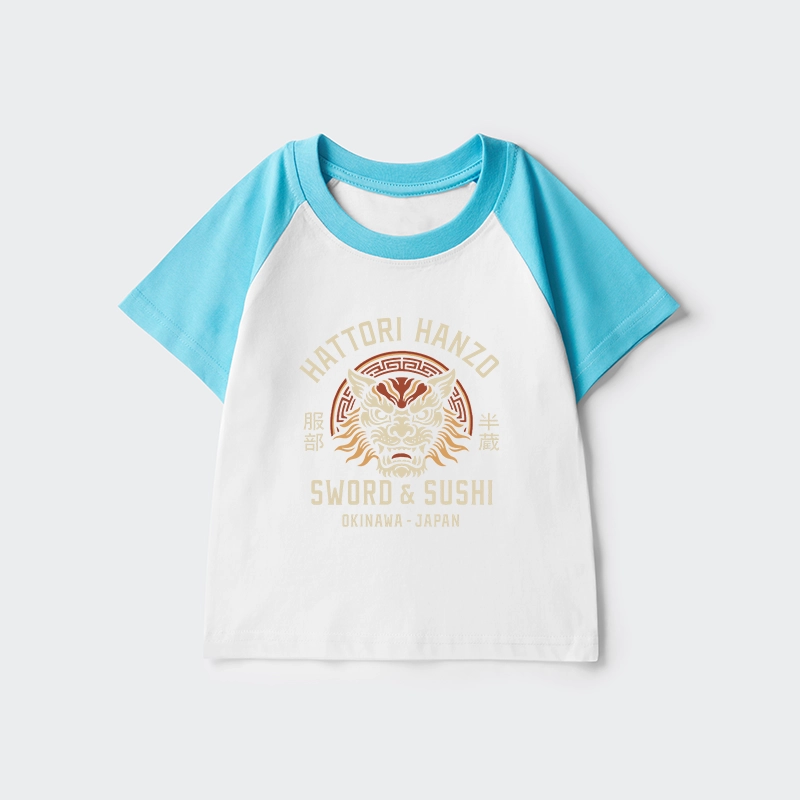 Tokyo-Tiger Hattori Lion Japanese Samurai Kids Raglan T-shirt