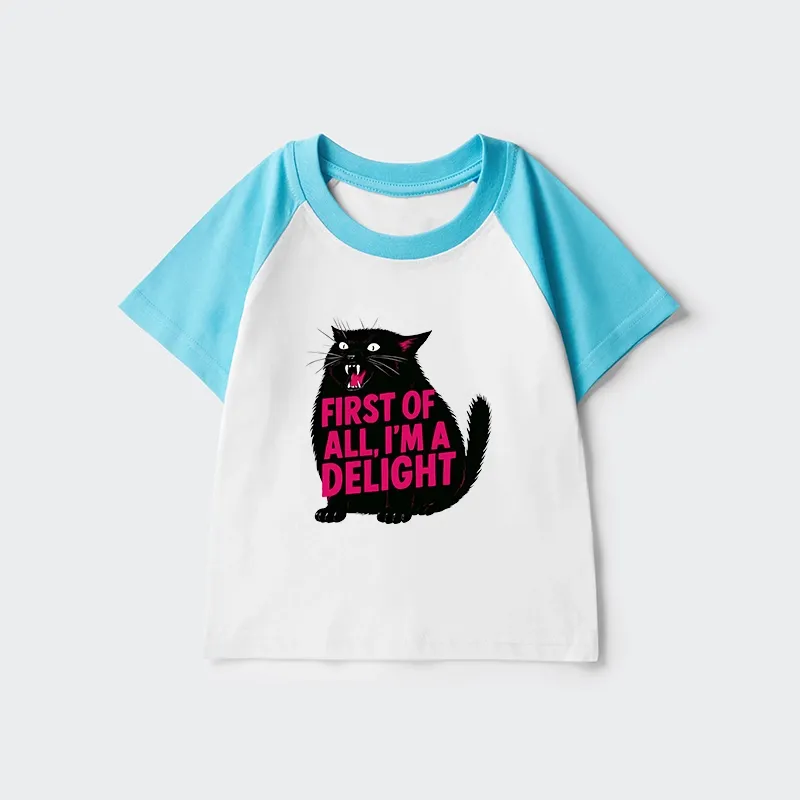 Tokyo-Tiger Roaring Black Cat Kids Raglan T-shirt