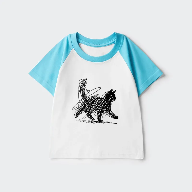Tokyo-Tiger Minimalist Cat Art Kids Raglan T-shirt