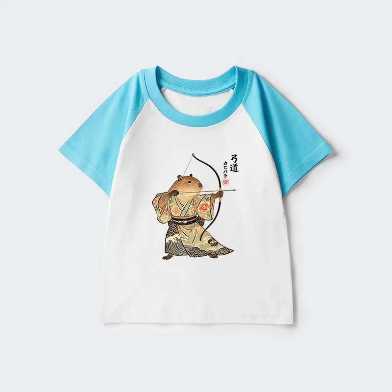 Tokyo-Tiger Capybara Archery Kids Raglan T-shirt