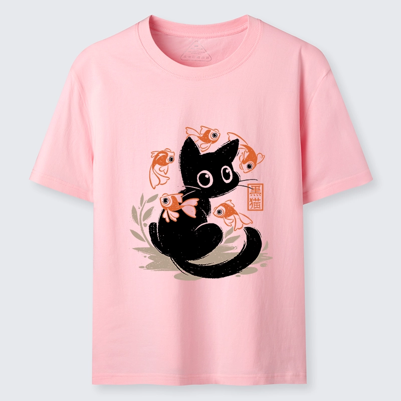 Tokyo-Tiger Curious Black Cat Among Fish Classic T-Shirt