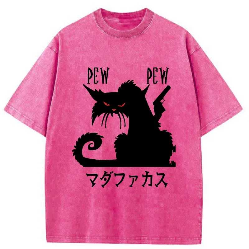 Tokyo-Tiger Angry Japanese Cat Washed T-Shirt