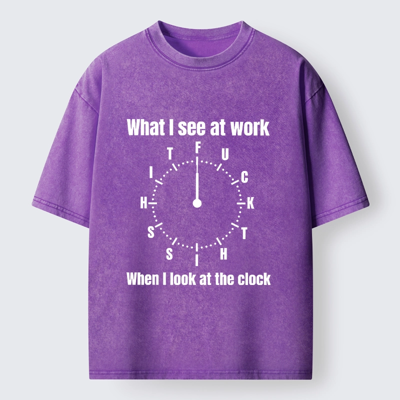 Tokyo-Tiger Funny Work Clock Frustration Washed T-Shirt