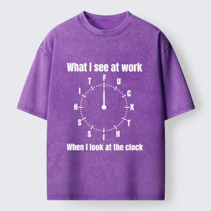 Tokyo-Tiger Funny Work Clock Frustration Washed T-Shirt