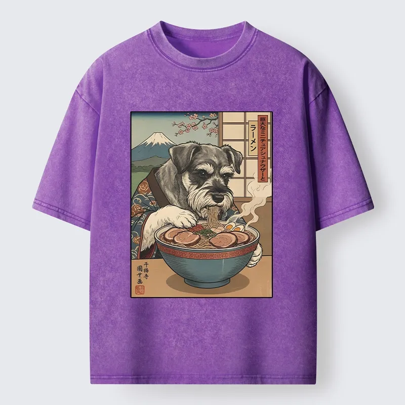 Tokyo-Tiger Dog Ramen Meme Washed T-Shirt