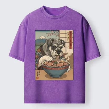 Tokyo-Tiger Dog Ramen Meme Washed T-Shirt