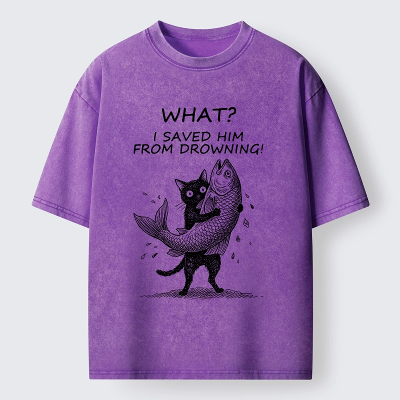 Tokyo-Tiger Cat Claims Fish Saving Meme Washed T-Shirt