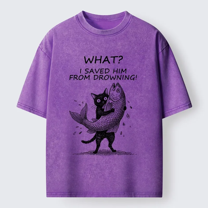 Tokyo-Tiger Cat Claims Fish Saving Meme Washed T-Shirt