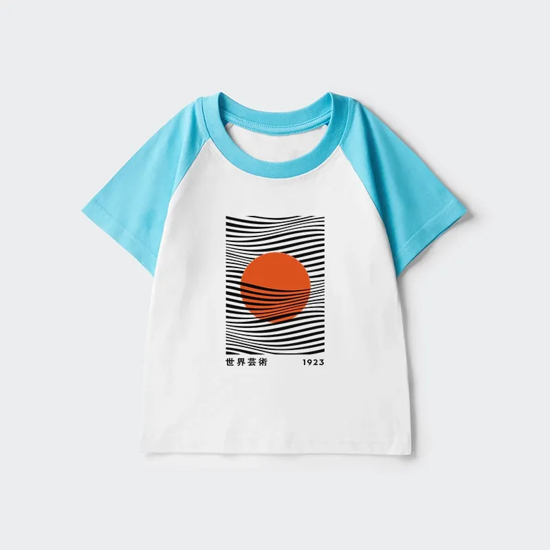 Tokyo-Tiger Minimalist Art Sun Kids Raglan T-shirt