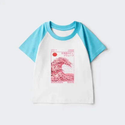 Tokyo-Tiger Sakura Wave Kids Raglan T-shirt