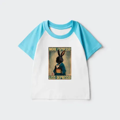 Tokyo-Tiger More Espresso Less Depresso Rabbit Kids Raglan T-shirt