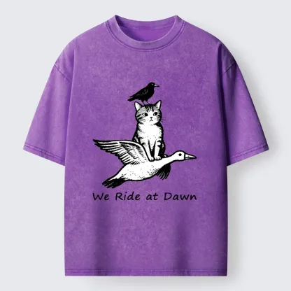 Tokyo-Tiger Funny We Ride At Dawn Washed T-Shirt