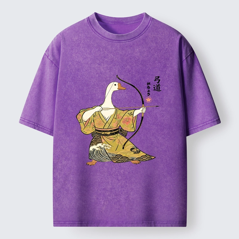 Tokyo-Tiger Goose In Kimono With Bow Washed T-Shirt