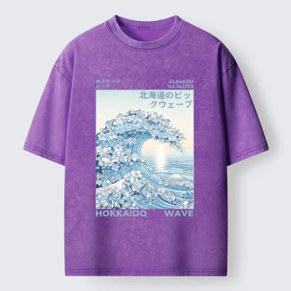 Tokyo-Tiger Crystal Great Wave Art Washed T-Shirt