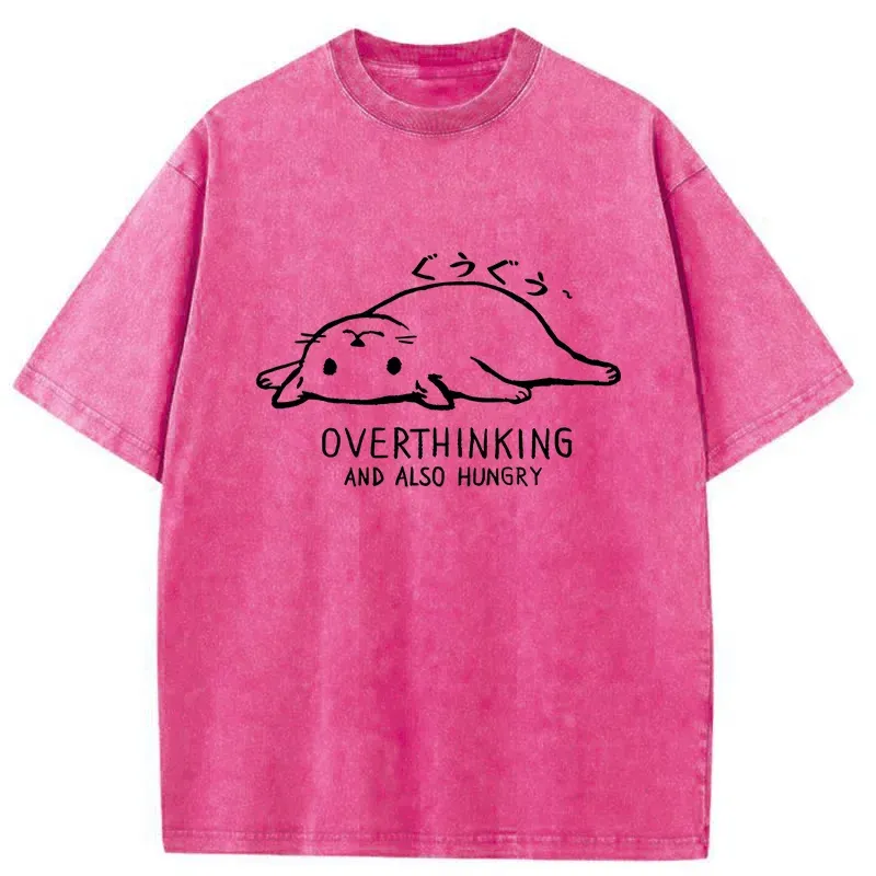 Tokyo-Tiger Overthinking Funny Cat Washed T-Shirt