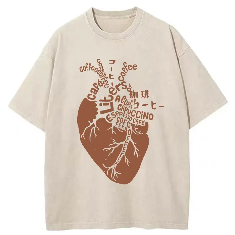 Tokyo-Tiger Coffee Heart Washed T-Shirt