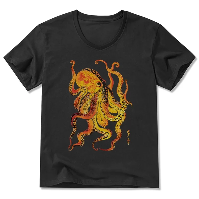 Tokyo-Tiger Deep Sea Gorgeous Octopus V-Neck Classic T-Shirt Sale