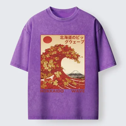 Tokyo-Tiger Hokkaido Wave Fall Leaves Washed T-Shirt