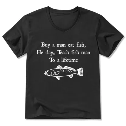 Tokyo-Tiger Man Eat Fish Meme V-Neck Classic T-Shirt