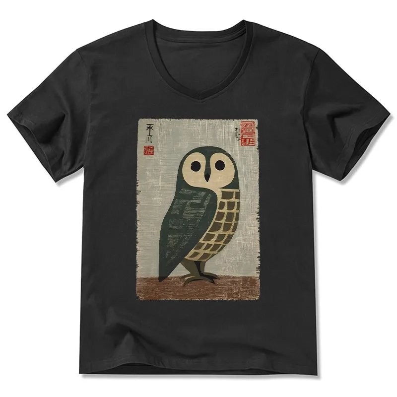 Tokyo-Tiger Traditional Owl In Japanese Art V-Neck Classic T-Shirt