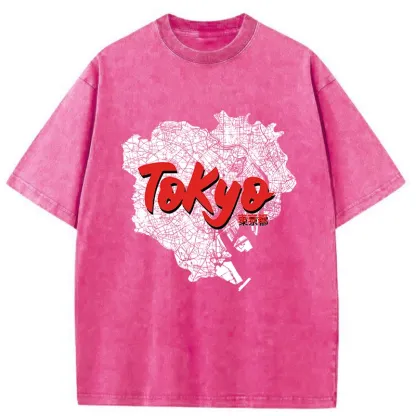 Tokyo-Tiger Tokyo City Area Washed T-Shirt