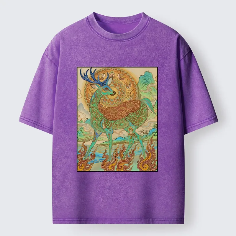 Tokyo-Tiger Mythical Nine Colored Deer Washed T-Shirt