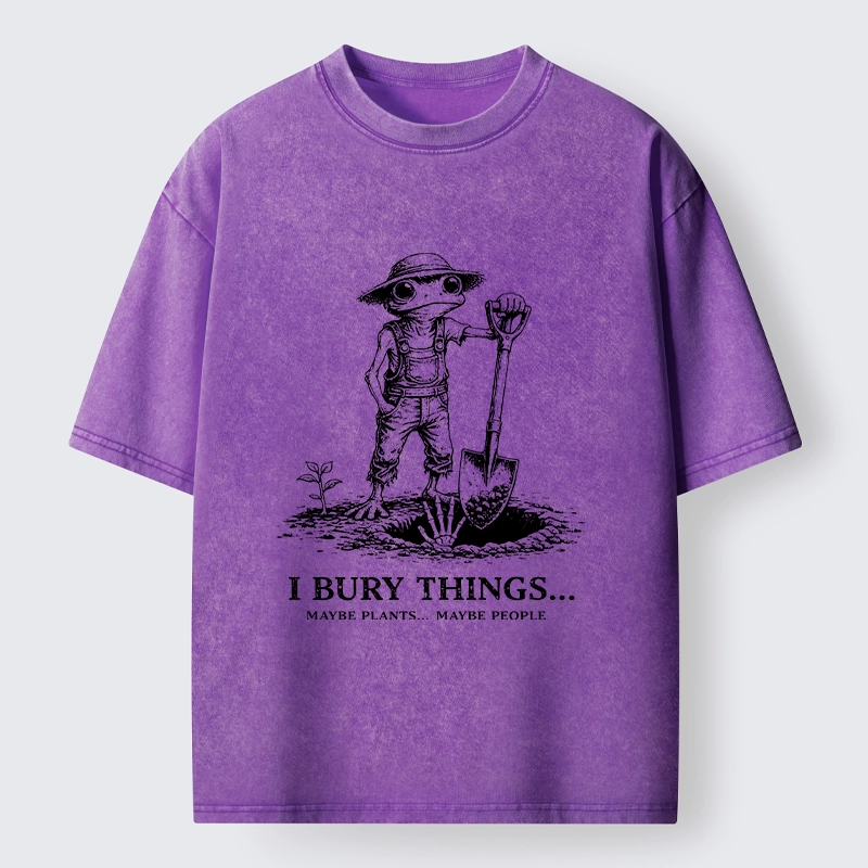 Tokyo-Tiger Frog Bury Things Funny Meme Washed T-Shirt