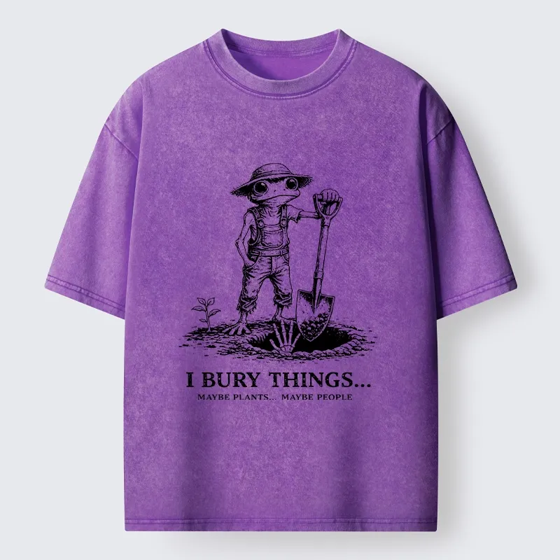Tokyo-Tiger Frog Bury Things Funny Meme Washed T-Shirt