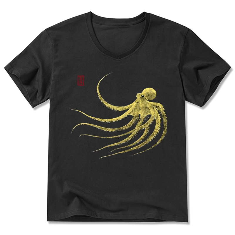 Tokyo-Tiger Retro Octopus Japanese V-Neck Classic T-Shirt