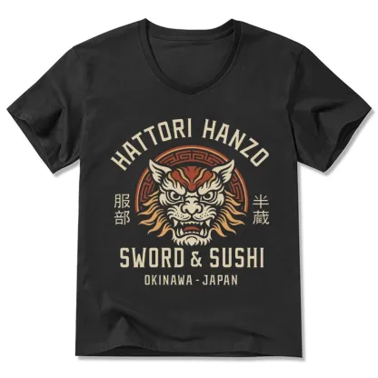 Tokyo-Tiger Hattori Lion Japanese Samurai V-Neck Classic T-Shirt