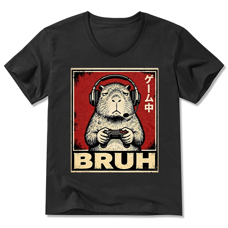 Tokyo-Tiger Funny Capybara Playing Games V-Neck Classic T-Shirt