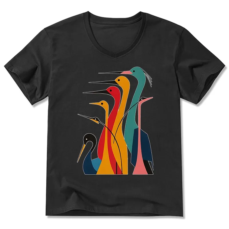 Tokyo-Tiger Various Types Of Cranes V-Neck Classic T-Shirt