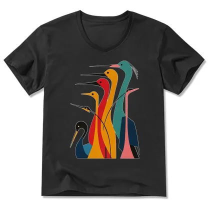 Tokyo-Tiger Various Types Of Cranes V-Neck Classic T-Shirt