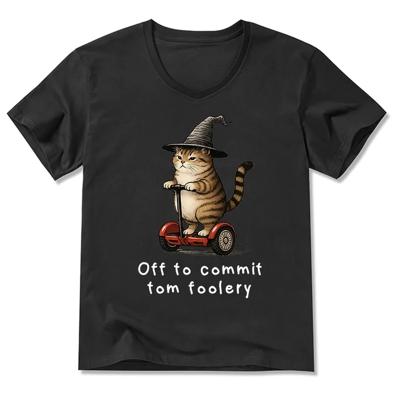 Tokyo-Tiger Orange Cat Riding Segway-style V-Neck Classic T-Shirt