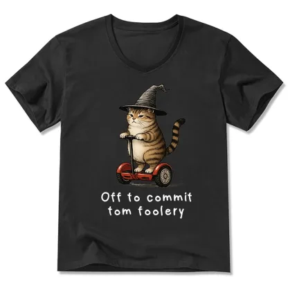 Tokyo-Tiger Orange Cat Riding Segway-style V-Neck Classic T-Shirt