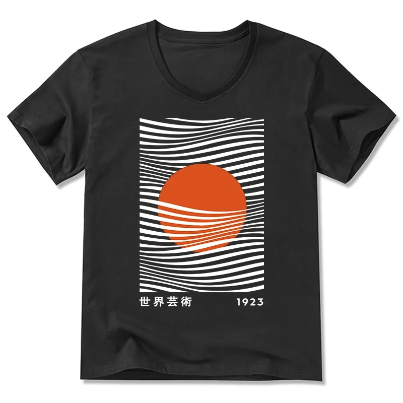 Tokyo-Tiger Minimalist Art Sun V-Neck Classic T-Shirt