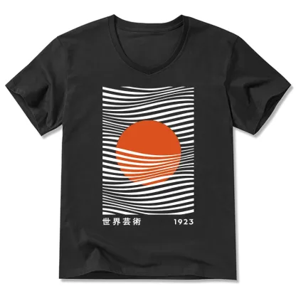 Tokyo-Tiger Minimalist Art Sun V-Neck Classic T-Shirt