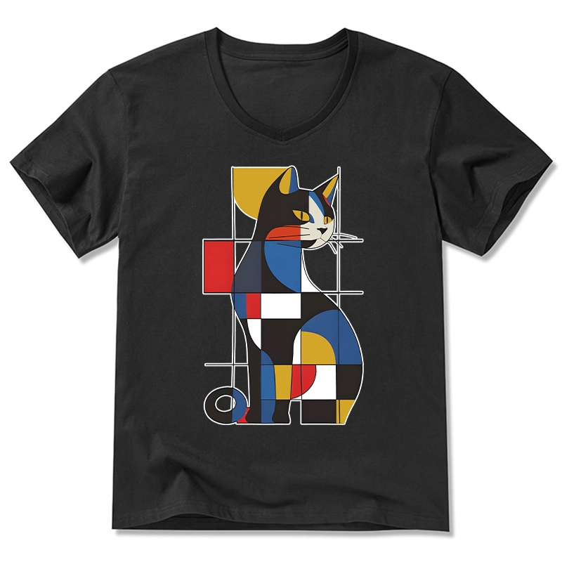 Tokyo-Tiger Mondrian Cat V-Neck Classic T-Shirt